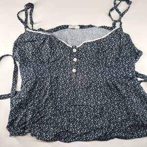 Brandy Melville Navy Floral Button-Front Cami